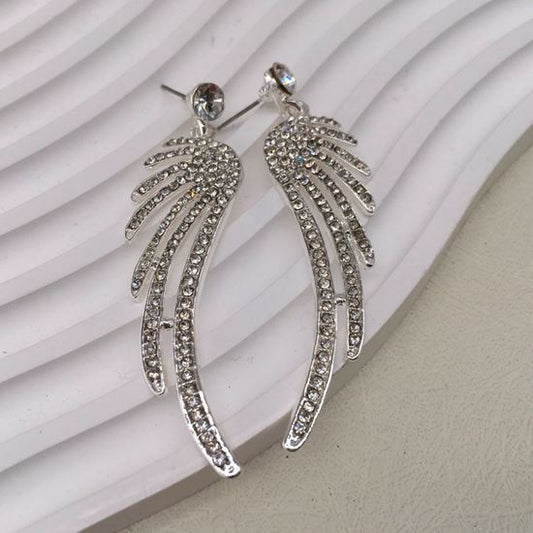 Fairy Wing Diamante Earrings Silver