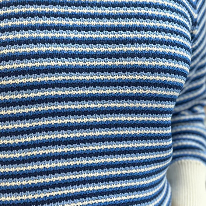 B.Young BYMAGIO Blue Stripe Open Neck Jumper 20818683
