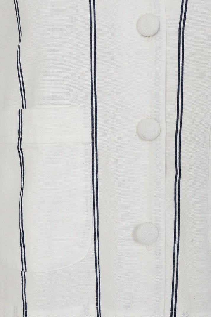 Alice Collins Rose Striped V button Top