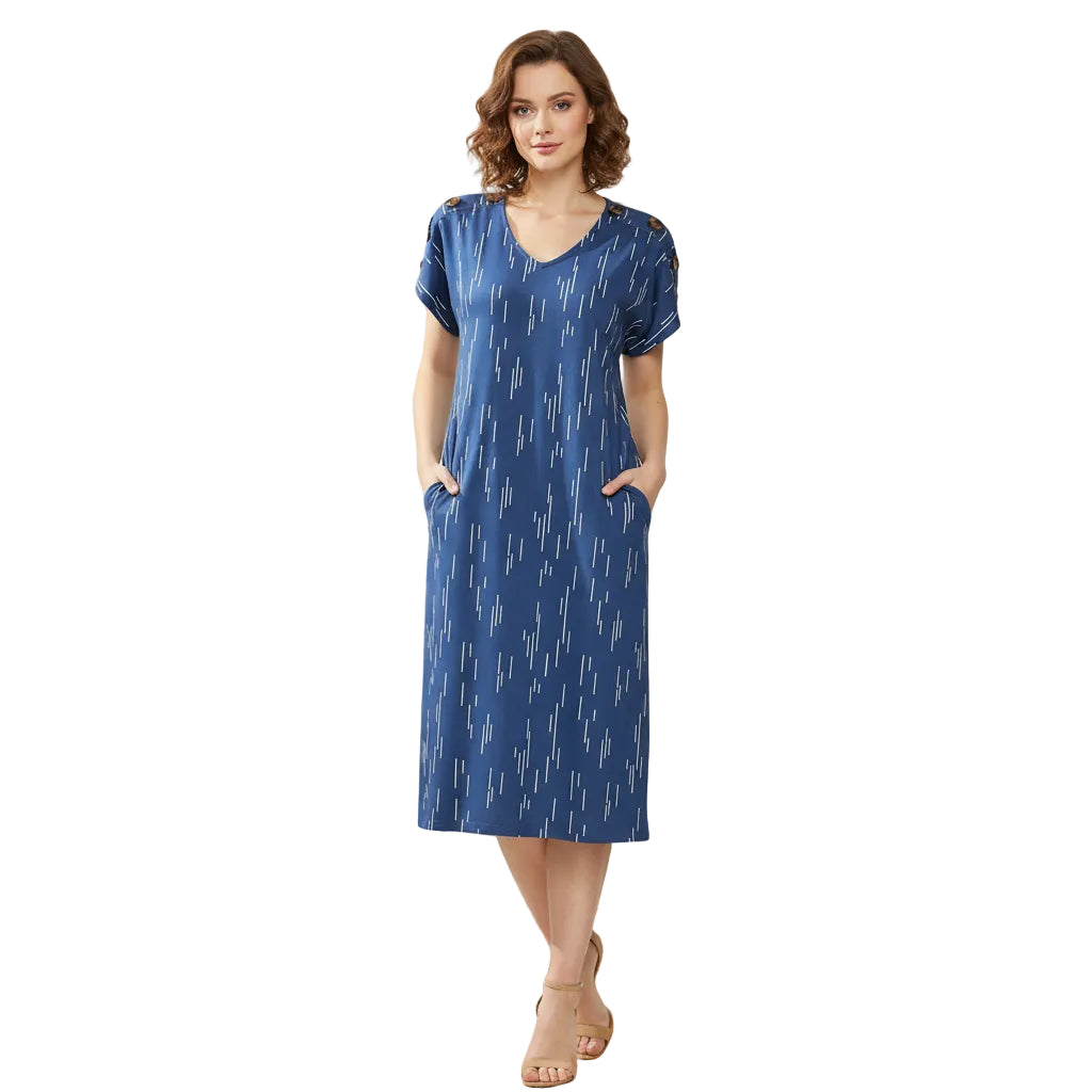 Alice Collins Button Central Print dress 036S154