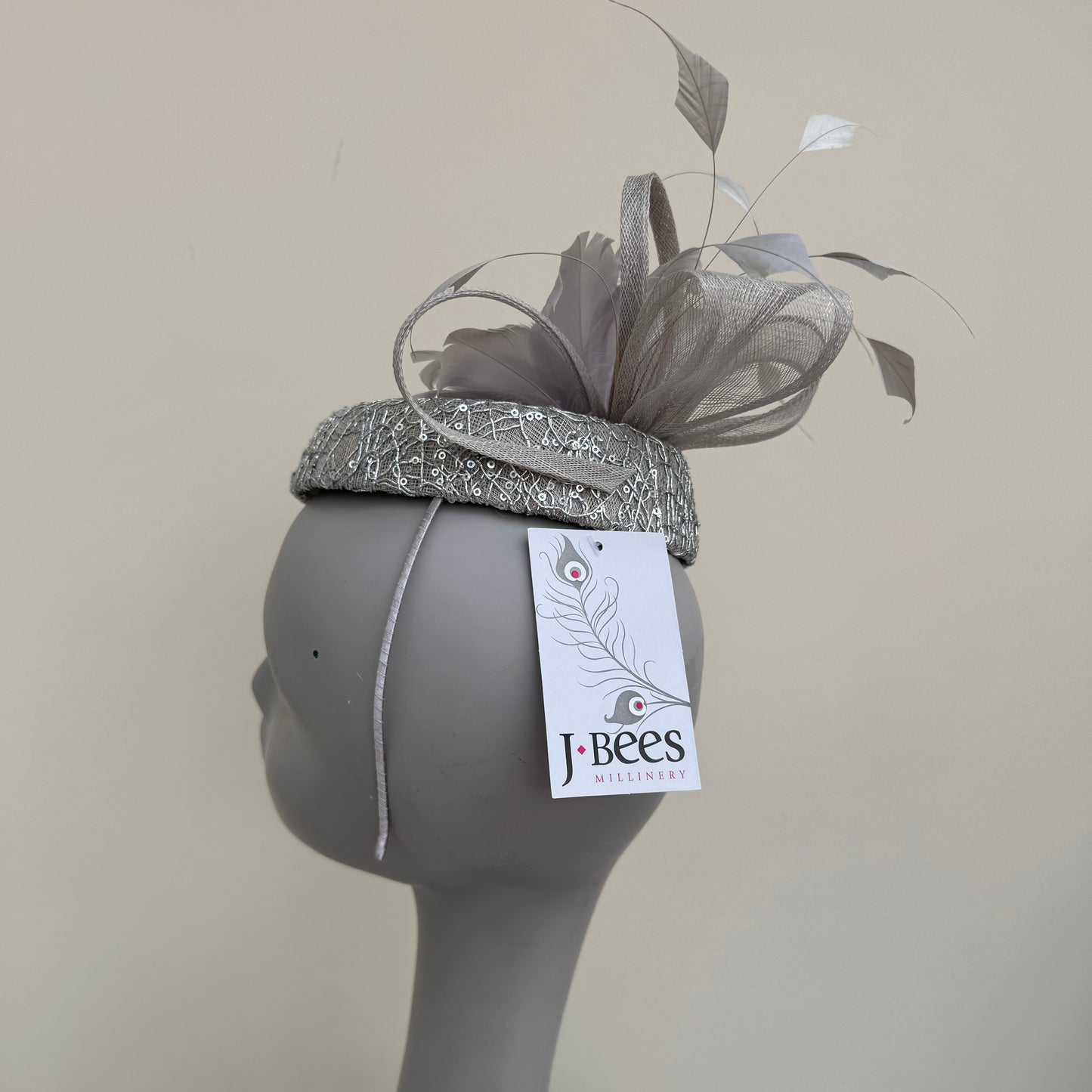 J Bees JB25/90 Silver Pillbox Hatinator with Lurex
