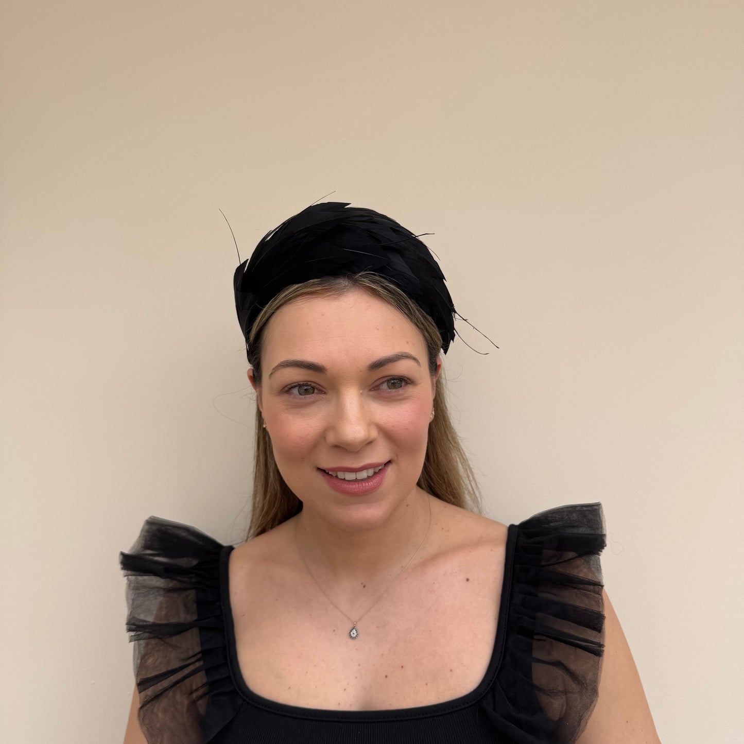 J Bees JB26/143 Black Feather Headband Fascinator