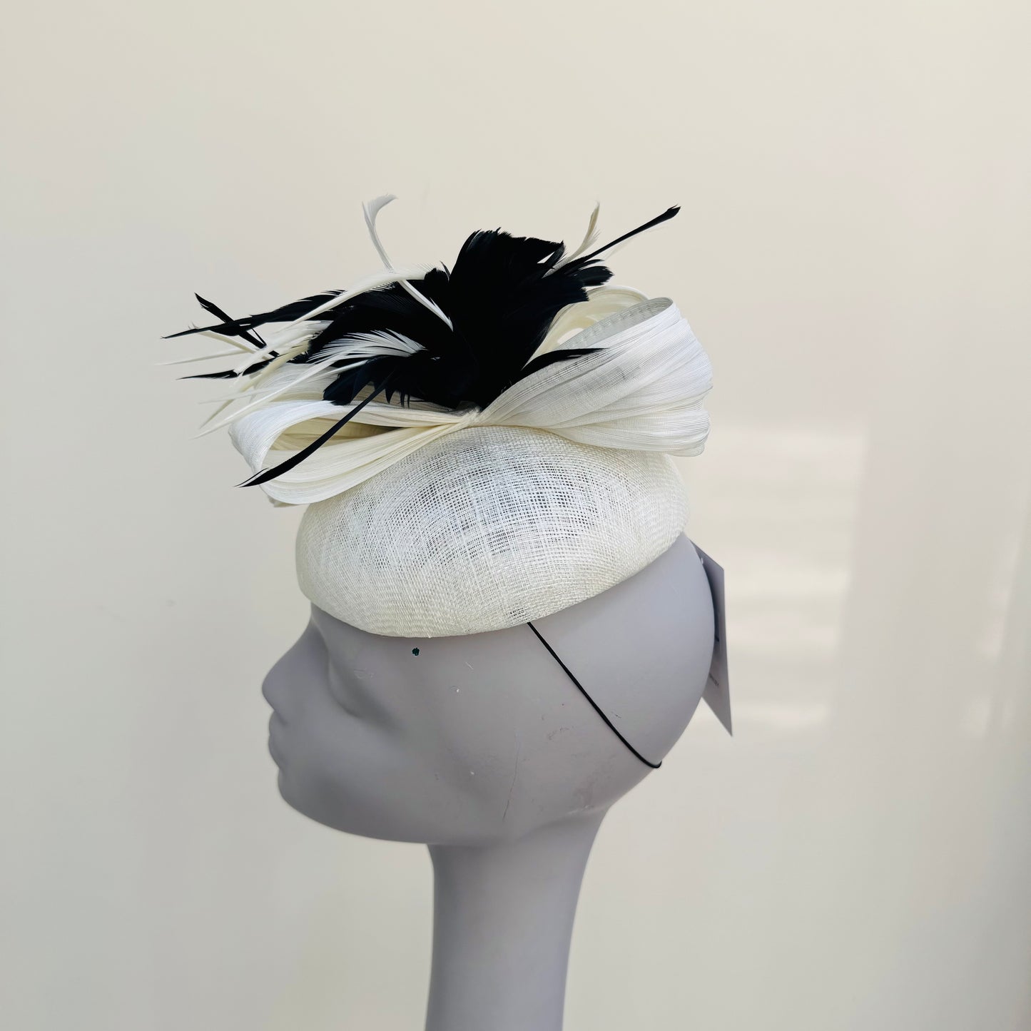 Boardmans Fernley Ivory/Black Pillbox with Contrast Feathers