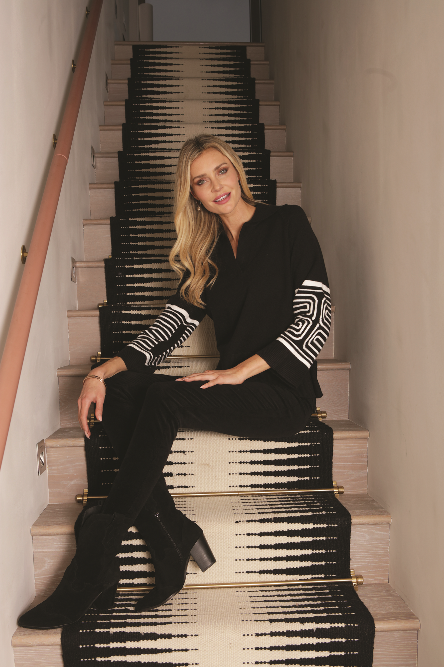 Pomodoro 12556 Jacquard Sleeve Jumper