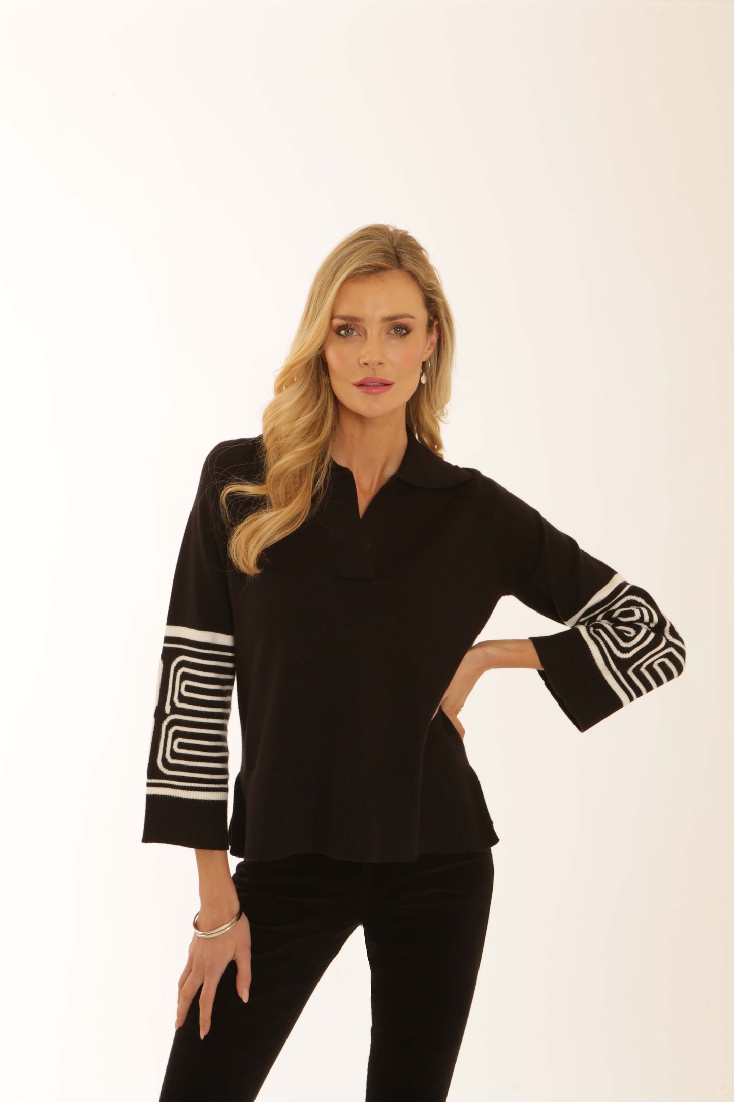Pomodoro 12556 Jacquard Sleeve Jumper