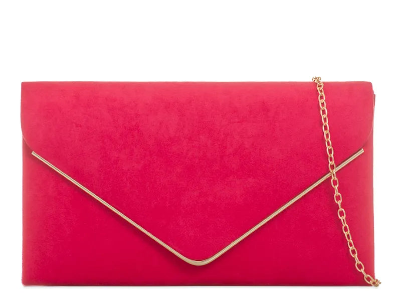 Red faux sale suede clutch bag