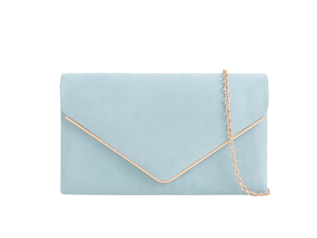 Koko Serenity Blue Faux Suede Clutch Bag