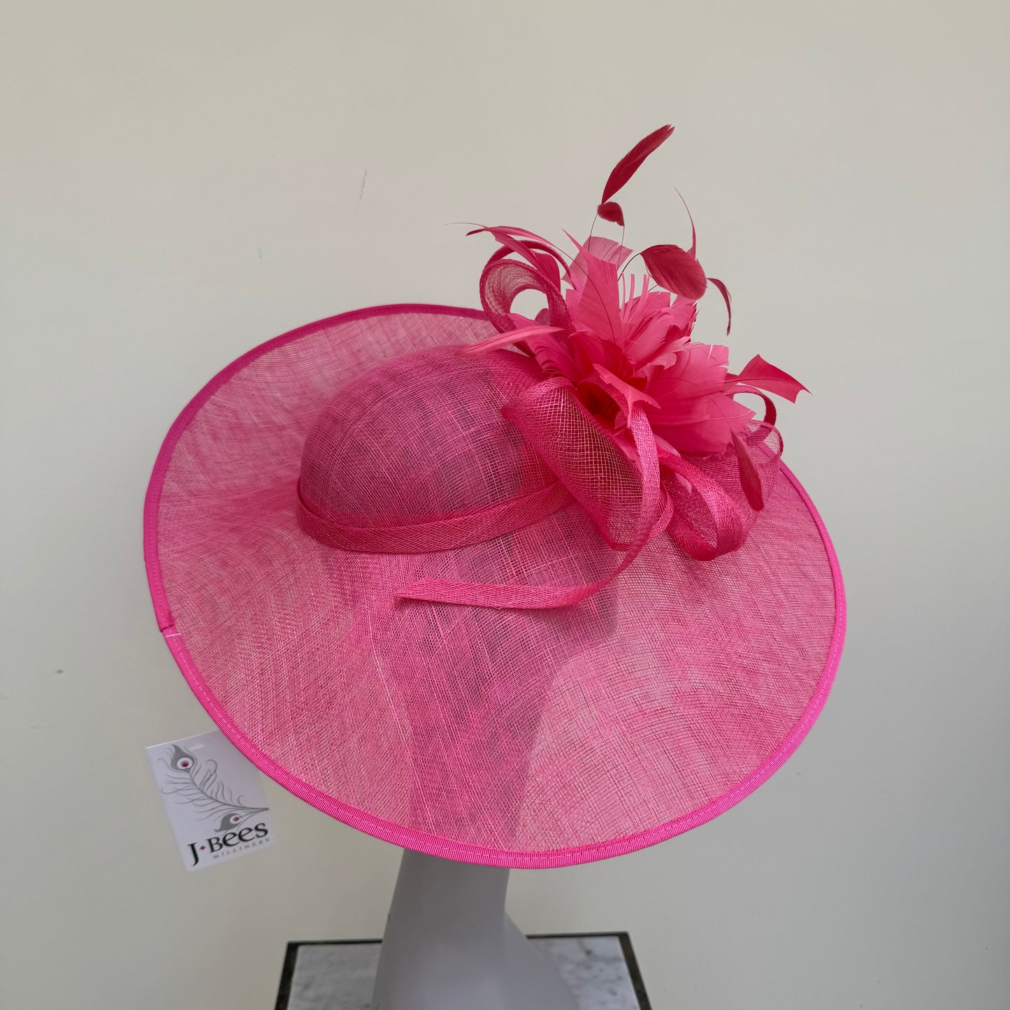 J Bees JB25/85 Cerise Pink Hatinator with Feather Flower Detail