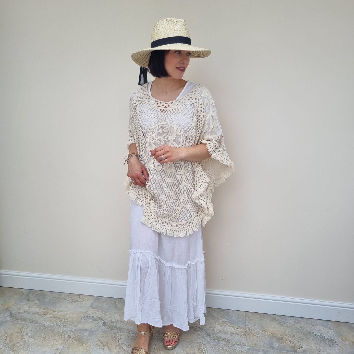 South Beach V neck tiered maxi dress