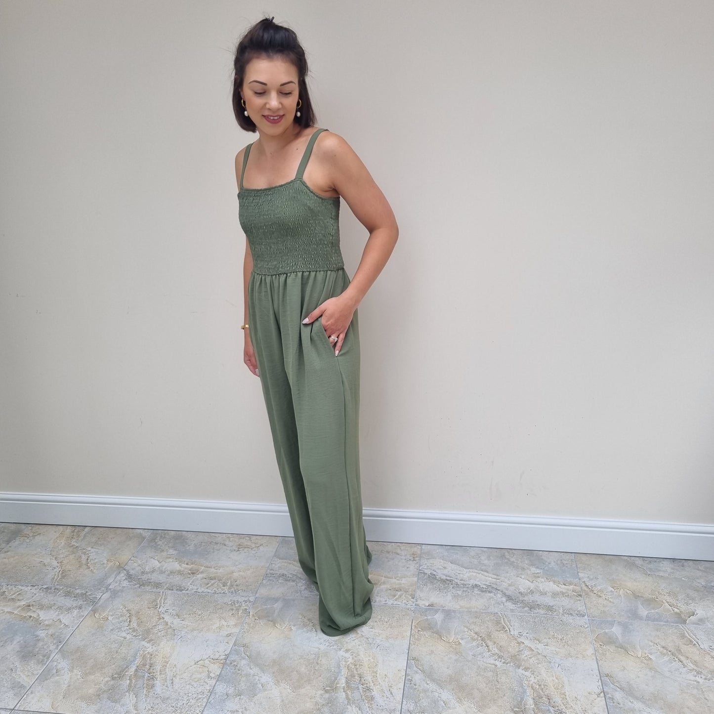 Elasticated wide leg jumpsuit