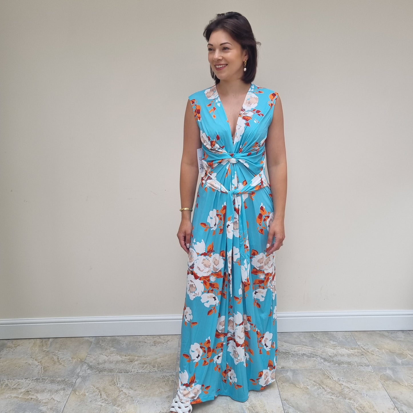 Sleeveless twist wrap maxi dress