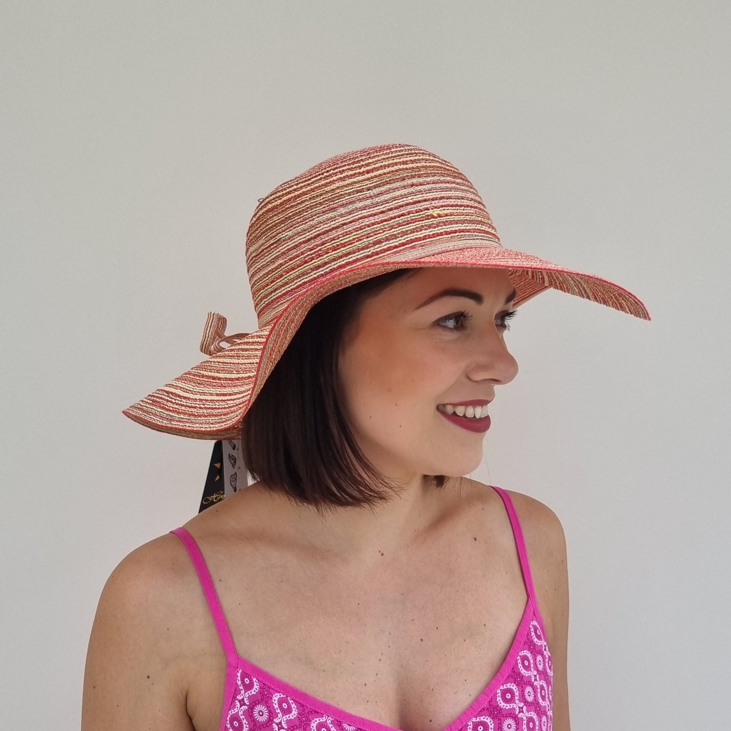 Wide Brim Multi-Coloured Straw Hat