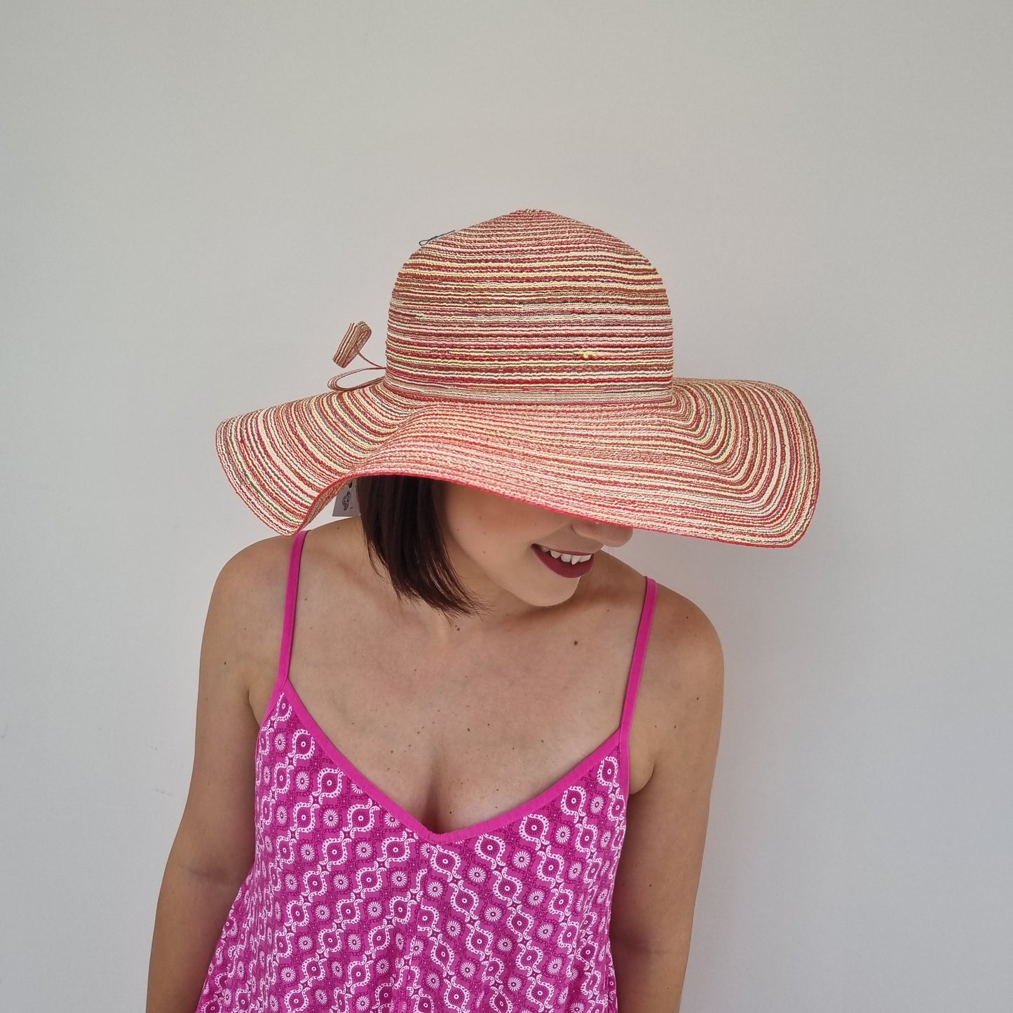 Wide Brim Multi-Coloured Straw Hat