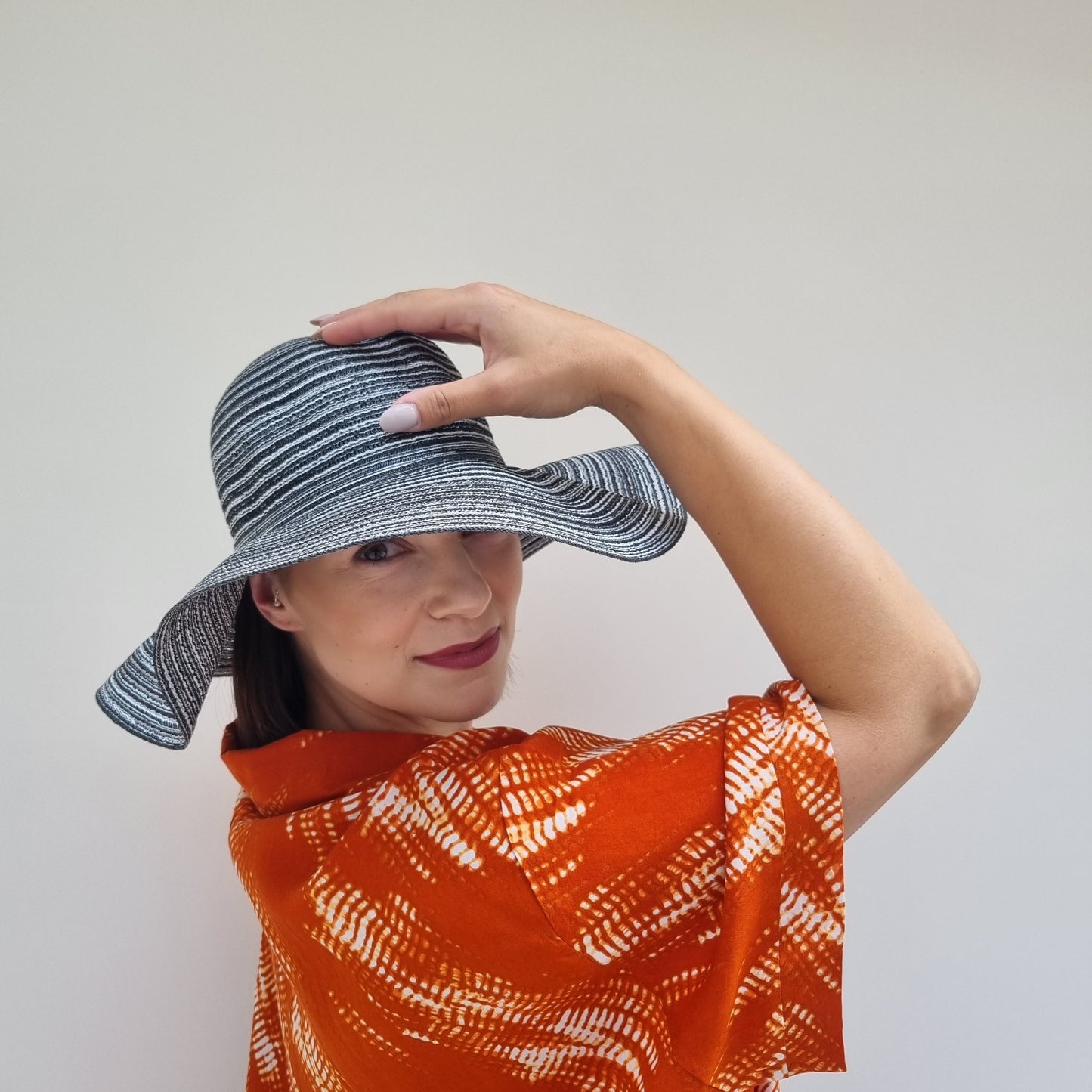 Wide Brim Multi-Coloured Straw Hat