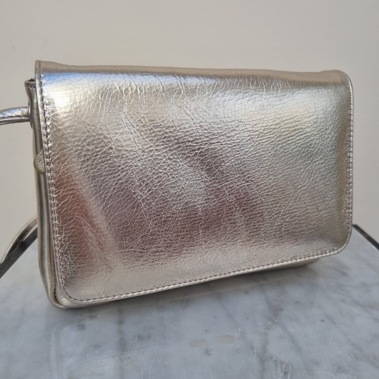 Metallic Leather Crossbody Bag