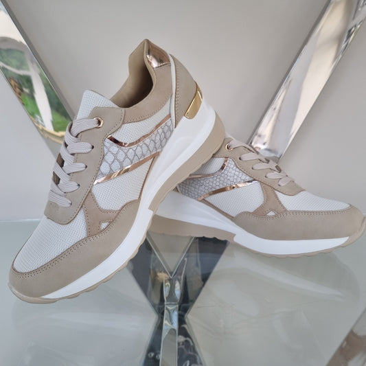 Beige and Gold Trainers