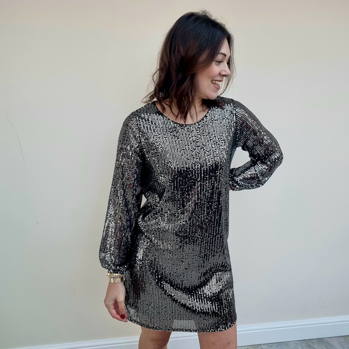 Sequin Long Sleeve Dress