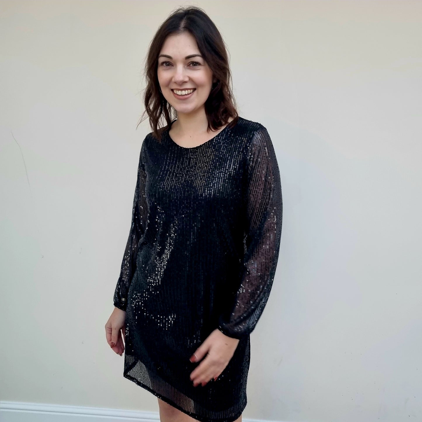 Sequin Long Sleeve Dress