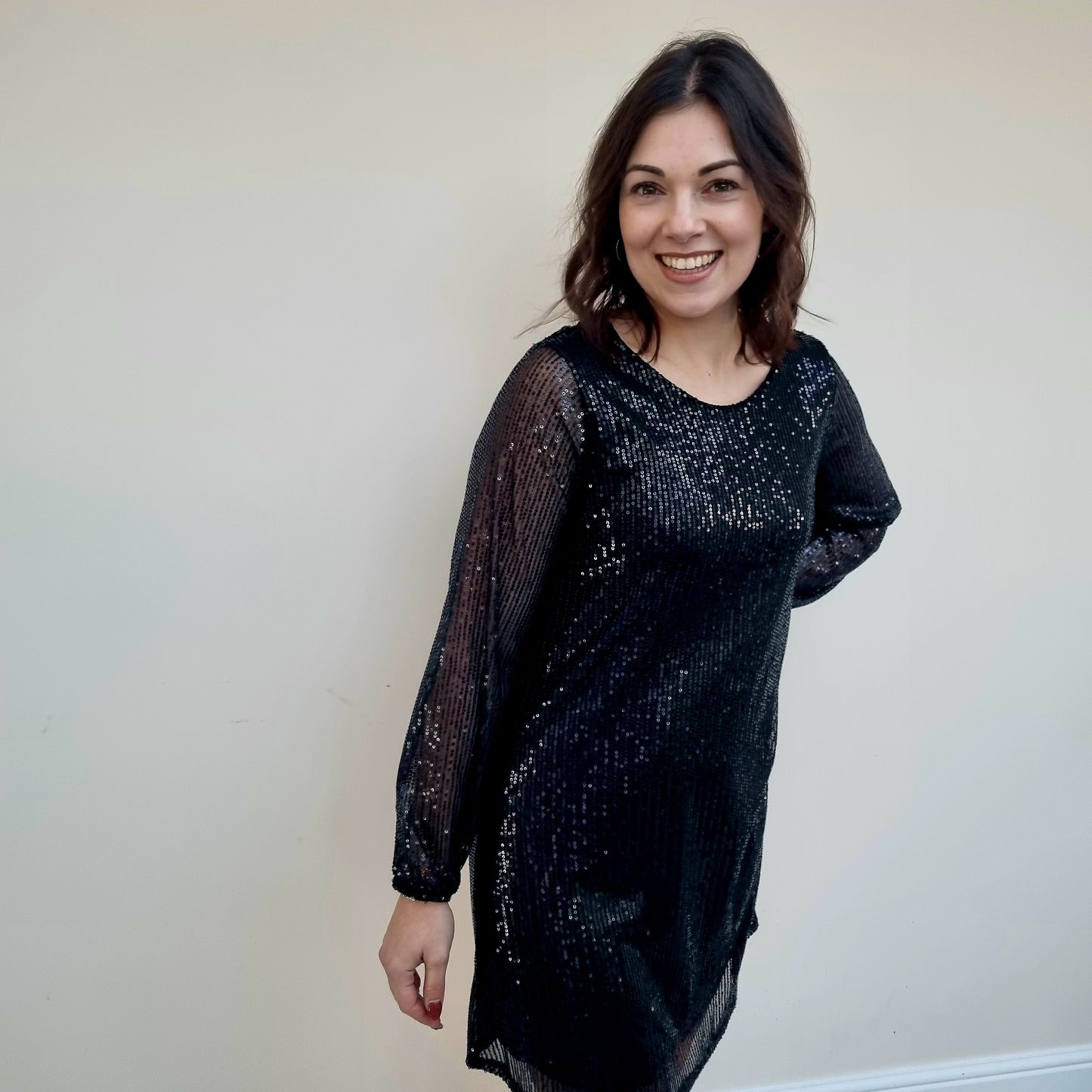 Sequin Long Sleeve Dress