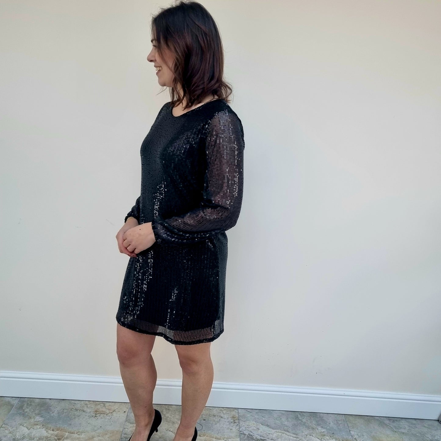 Sequin Long Sleeve Dress
