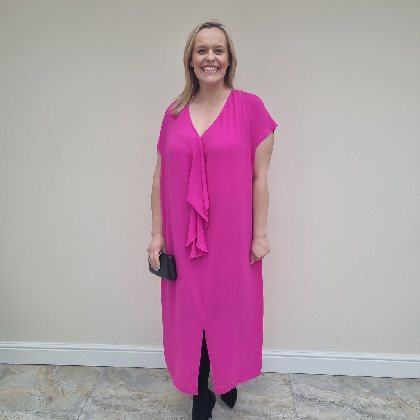Malissa J Crepe Feel V Neck Dress