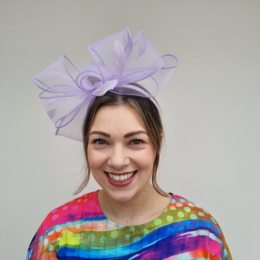 J Bees JB24/22 Crin Bow Fascinator In Purples