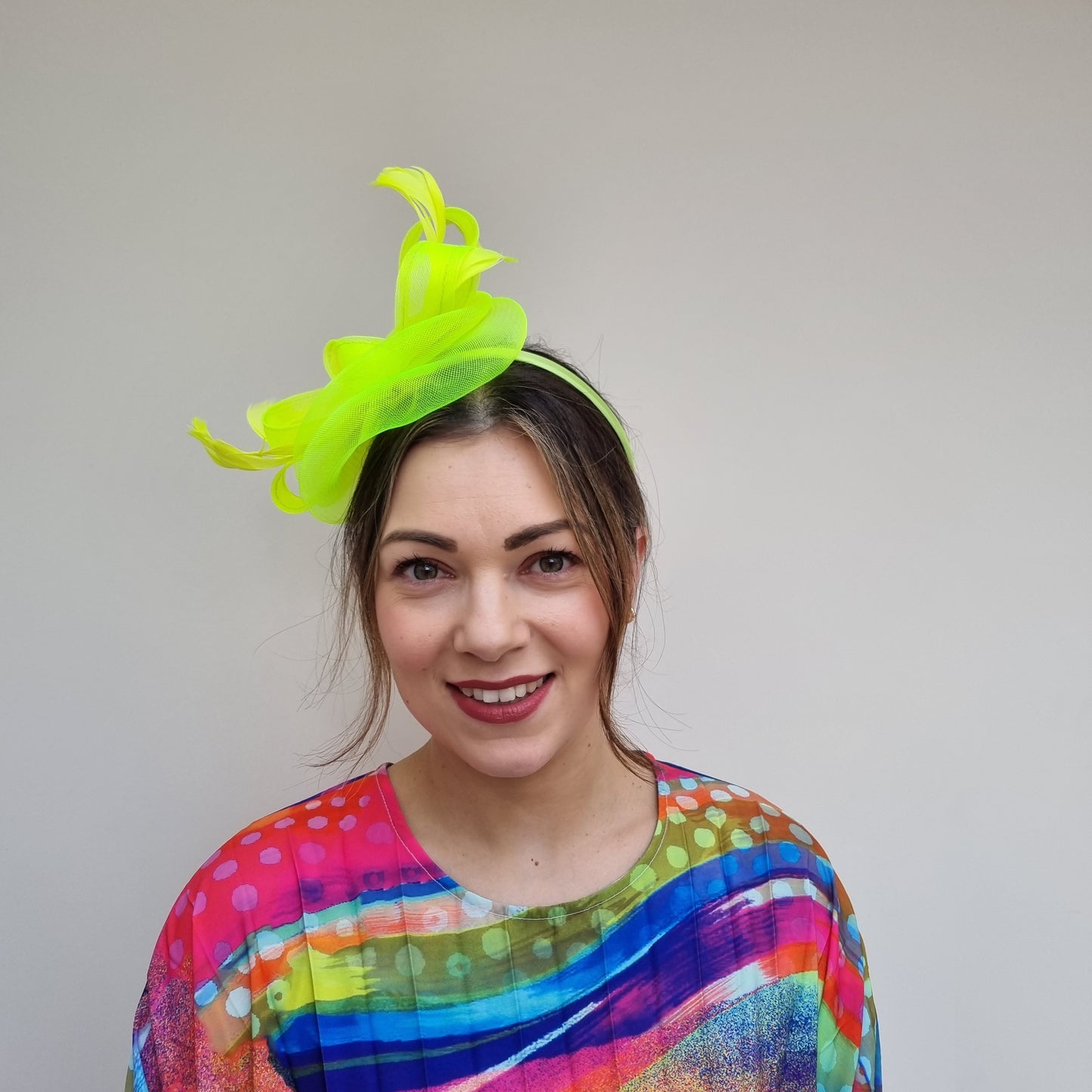J Bees JB24/20 Net Bow Fascinator in Greens
