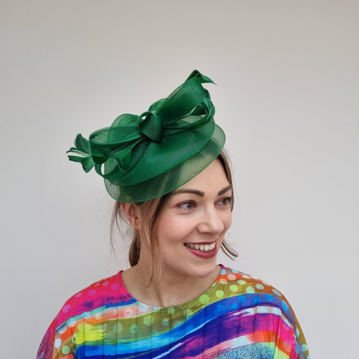 J Bees JB24/20 Net Bow Fascinator in Greens