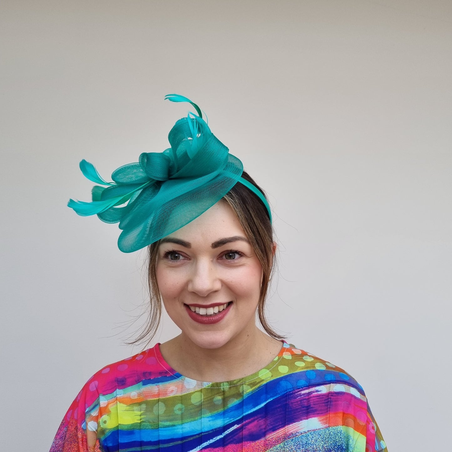 J Bees JB24/20 Net Bow Fascinator in Greens