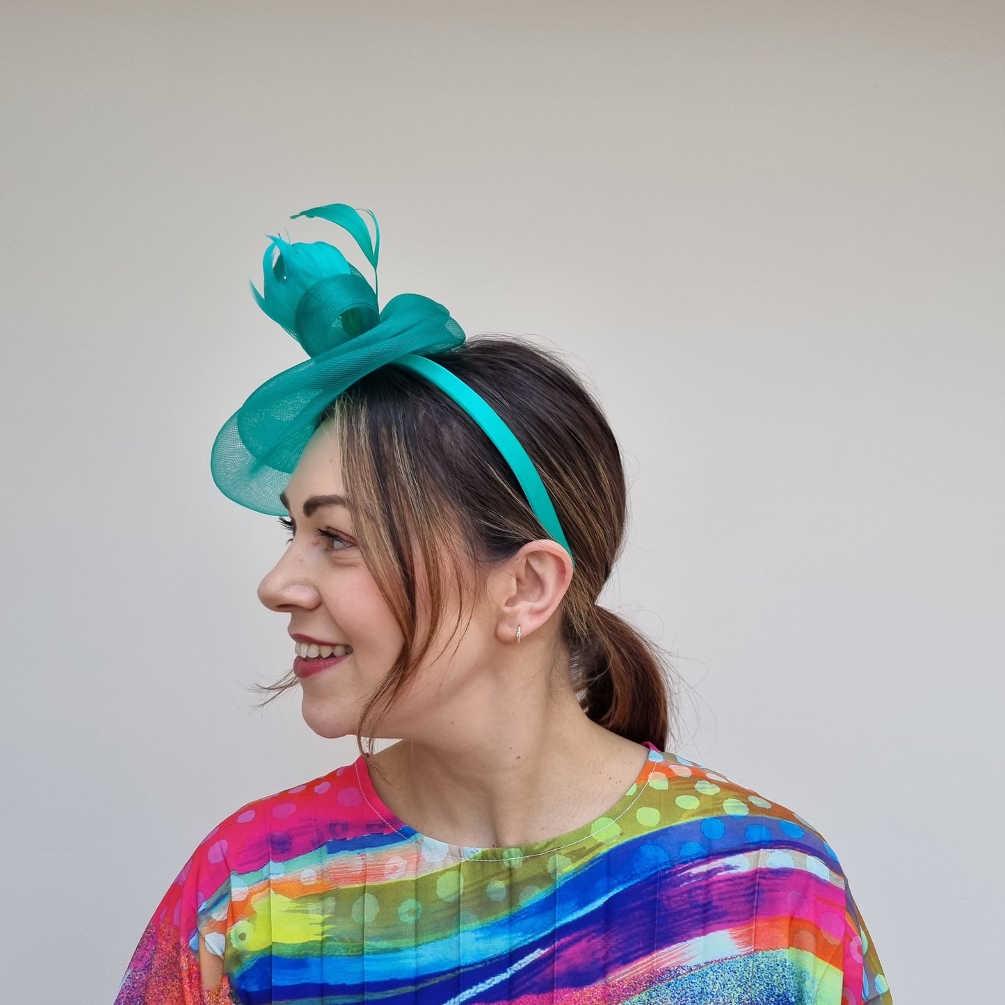 J Bees JB24/20 Net Bow Fascinator in Greens