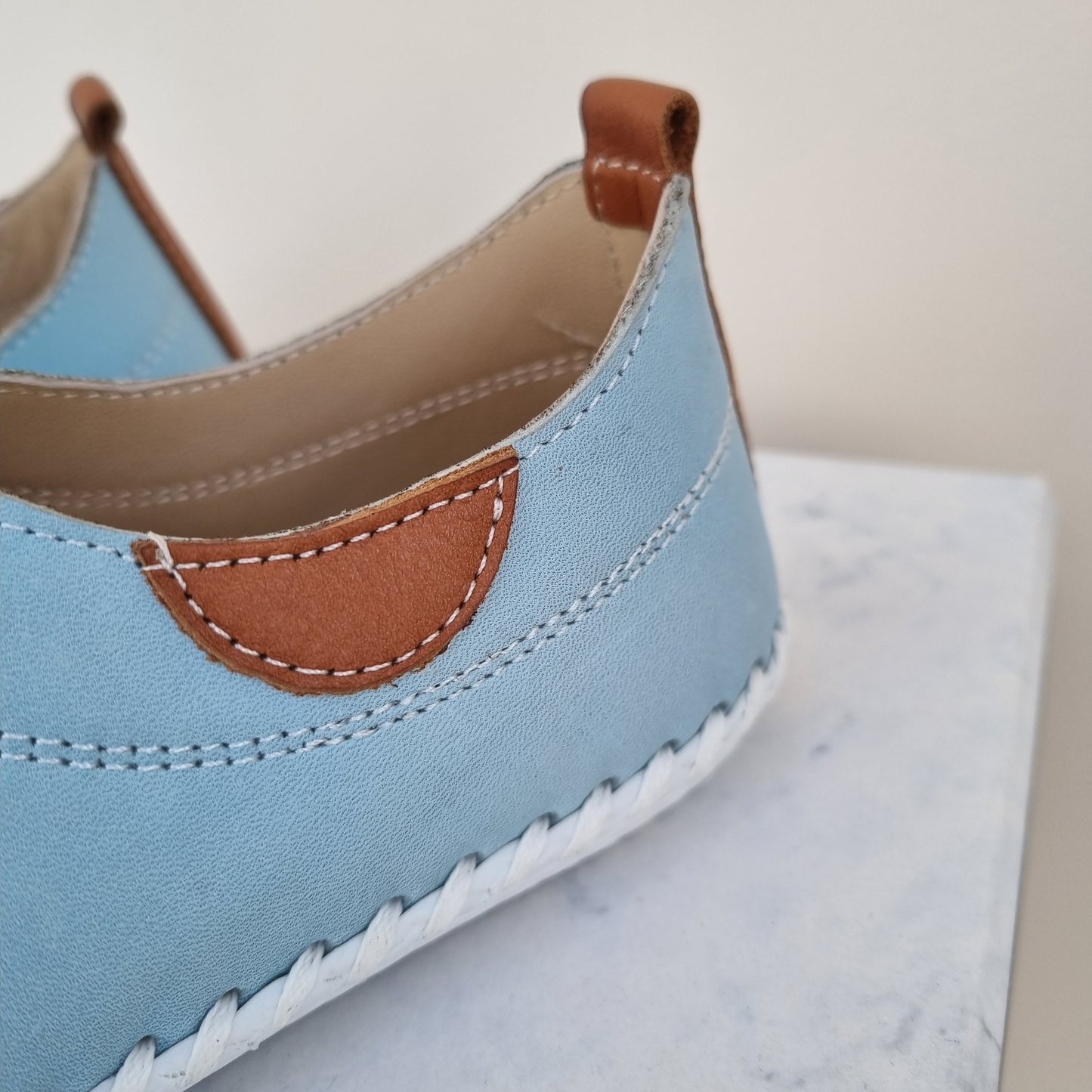 Shoozy Iris Blue Leather Plimsoles