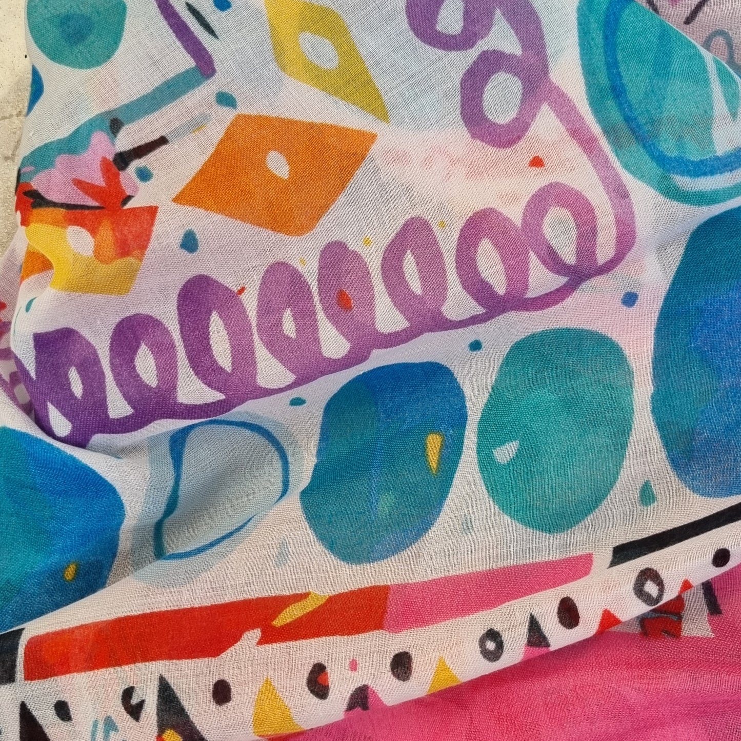 Multi Abstract Solid Border Scarf