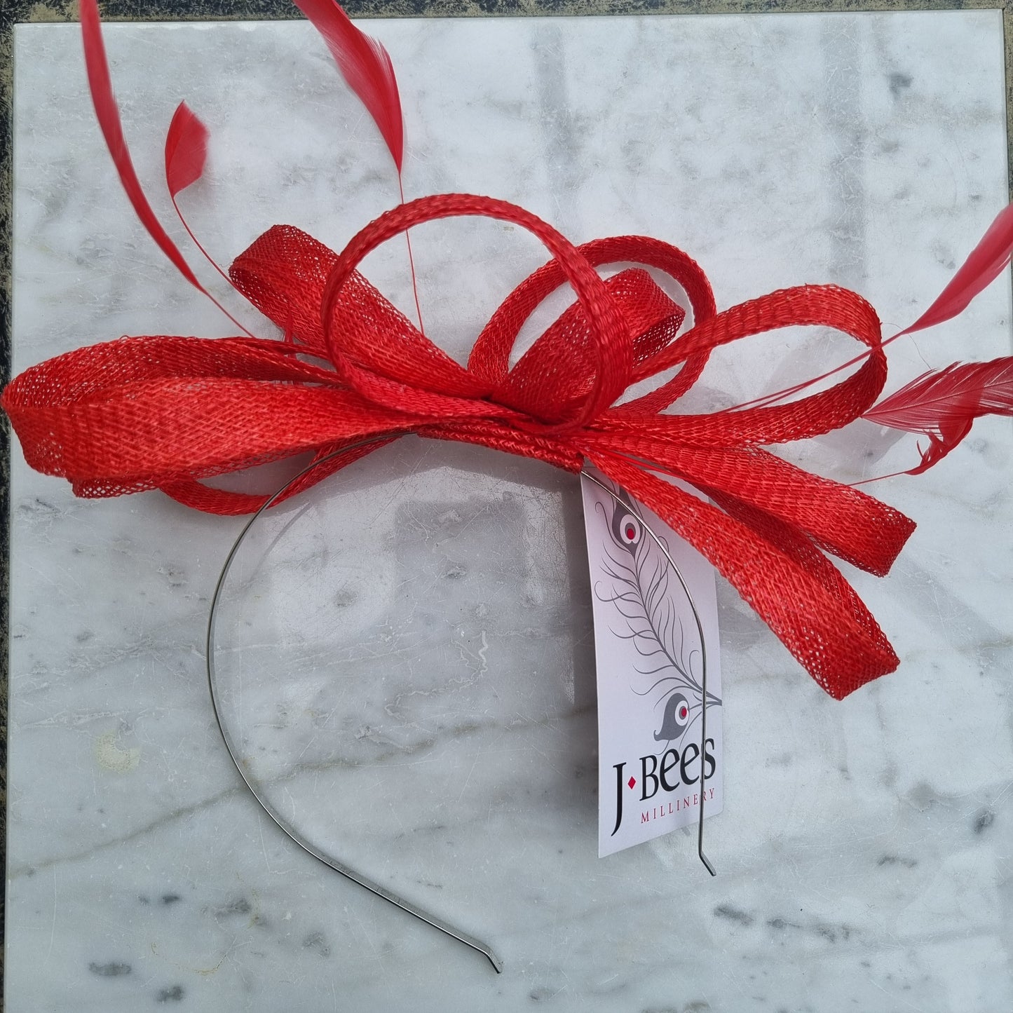 J Bees JB22/238 Fascinator on Headband In Reds