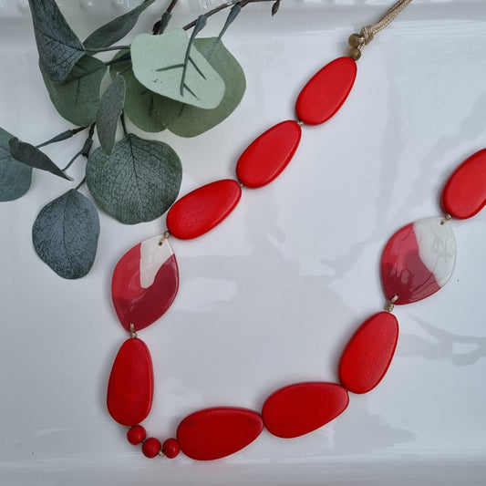 Dante Red Long Bead Necklace