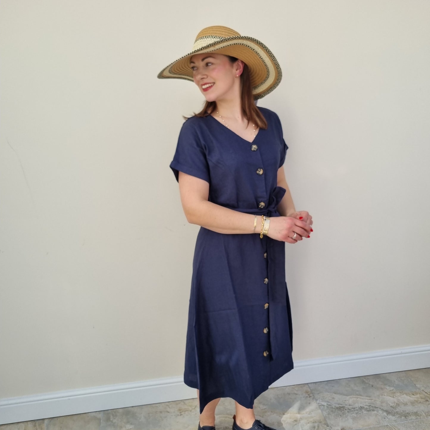 Button Front Linen Dress