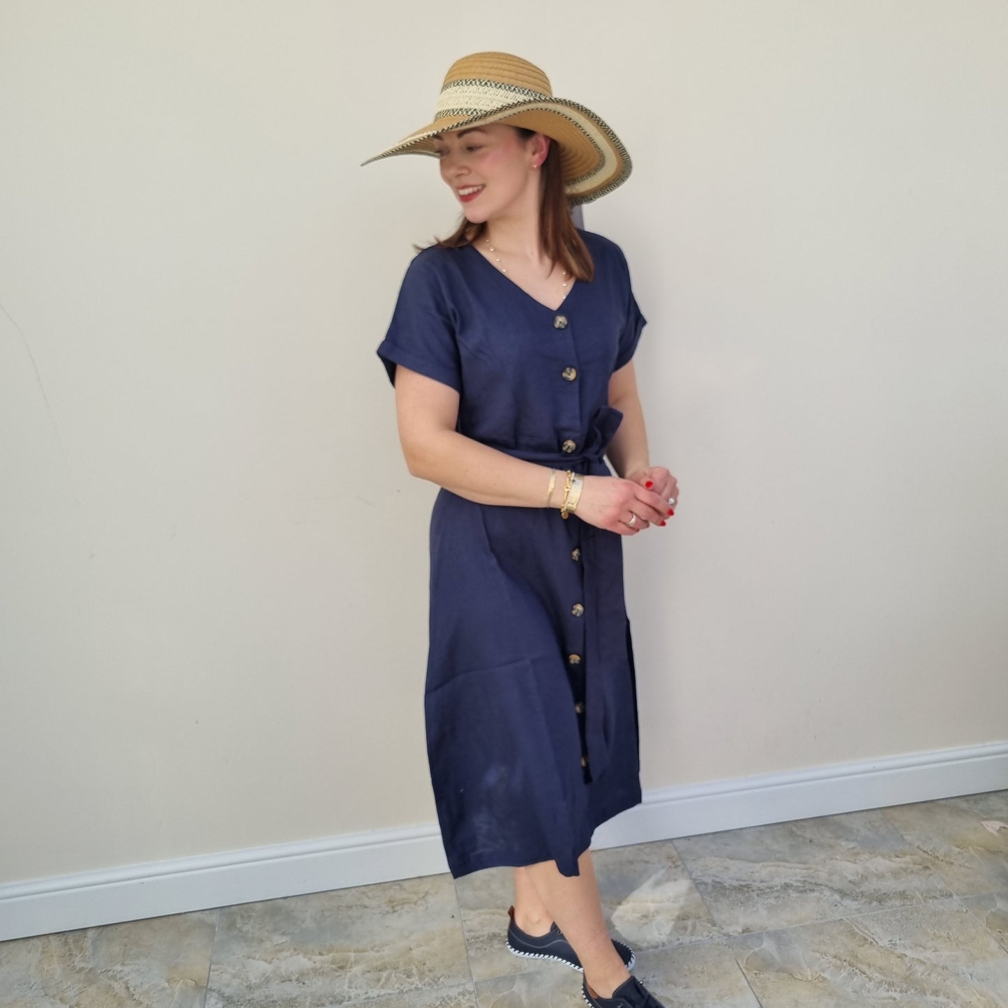 Button Front Linen Dress