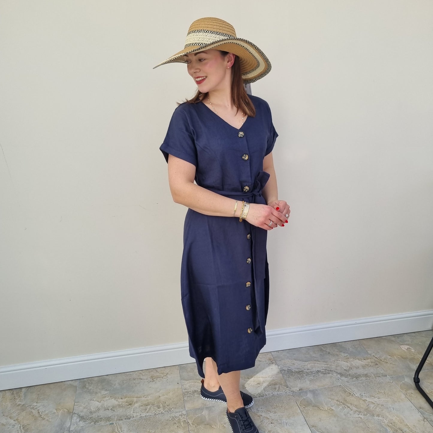 Button Front Linen Dress