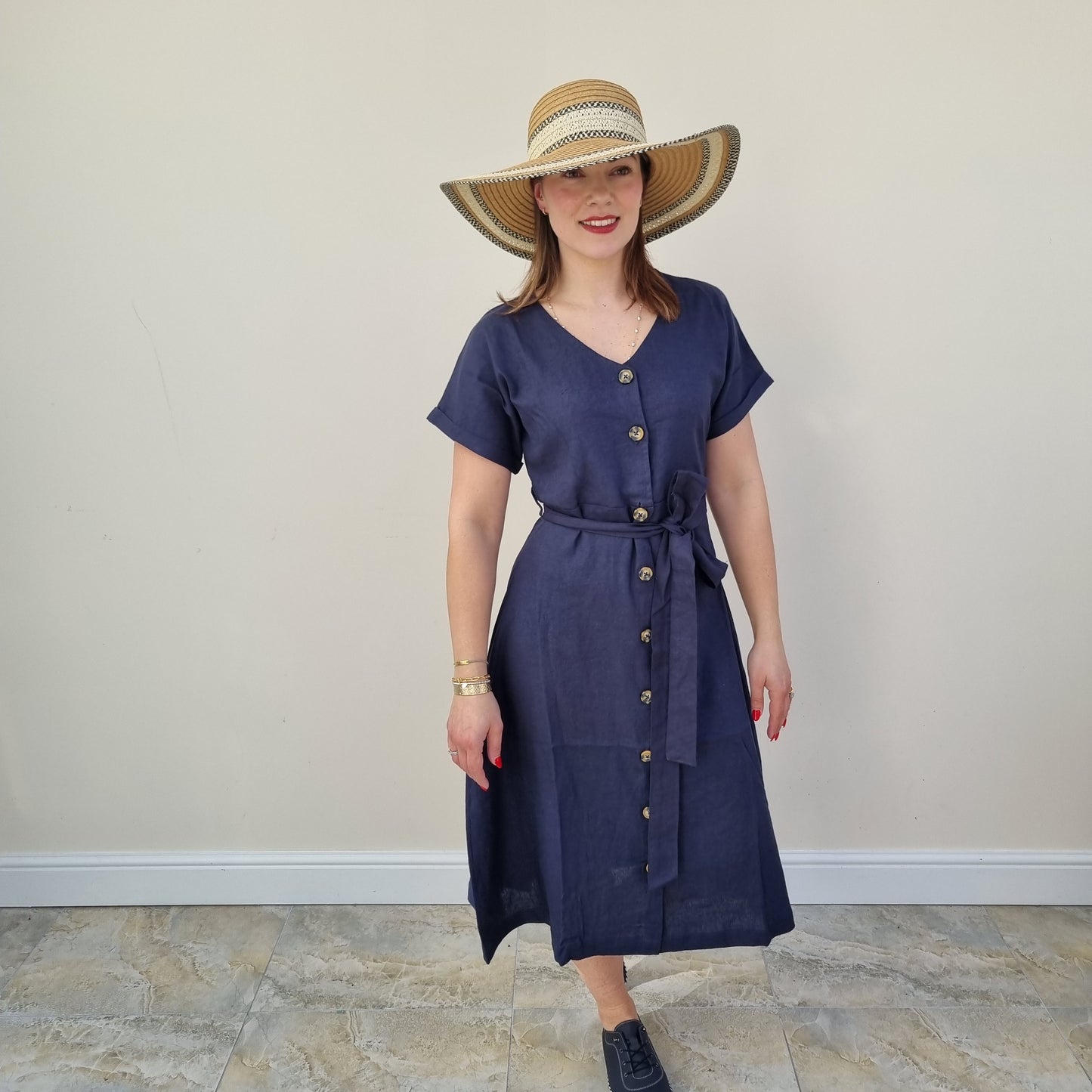 Button Front Linen Dress