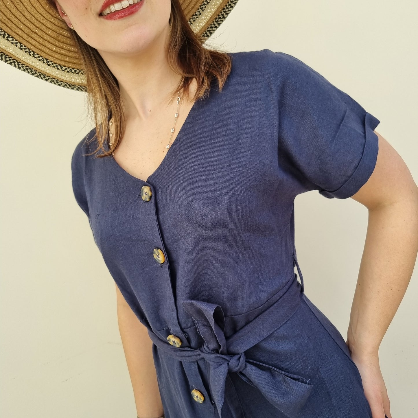 Button Front Linen Dress