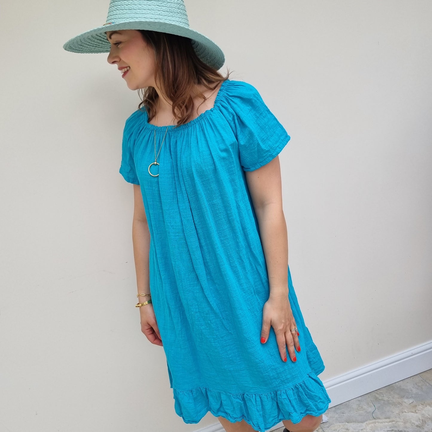 Midi Cotton Dress with Sleeve