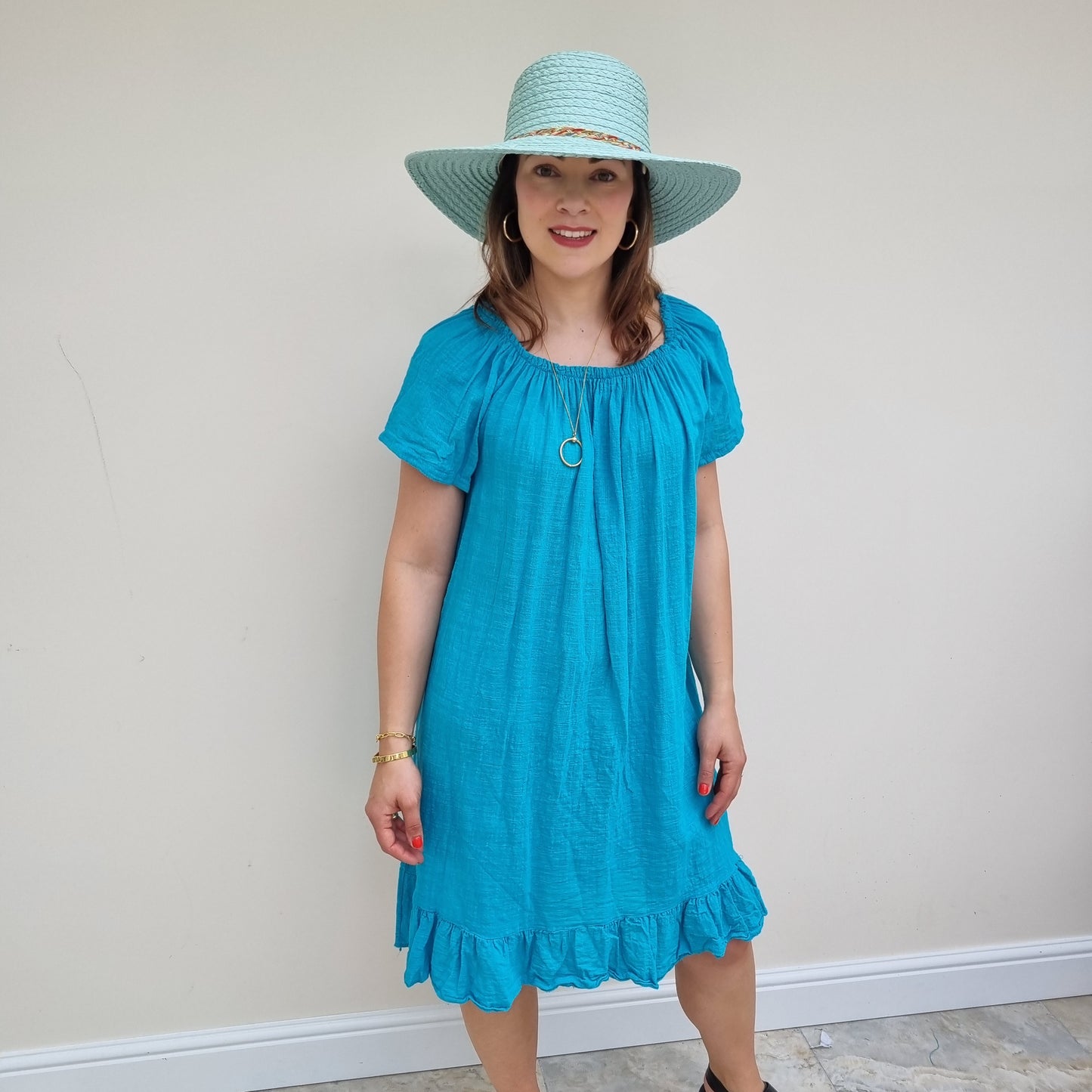 Midi Cotton Dress with Sleeve
