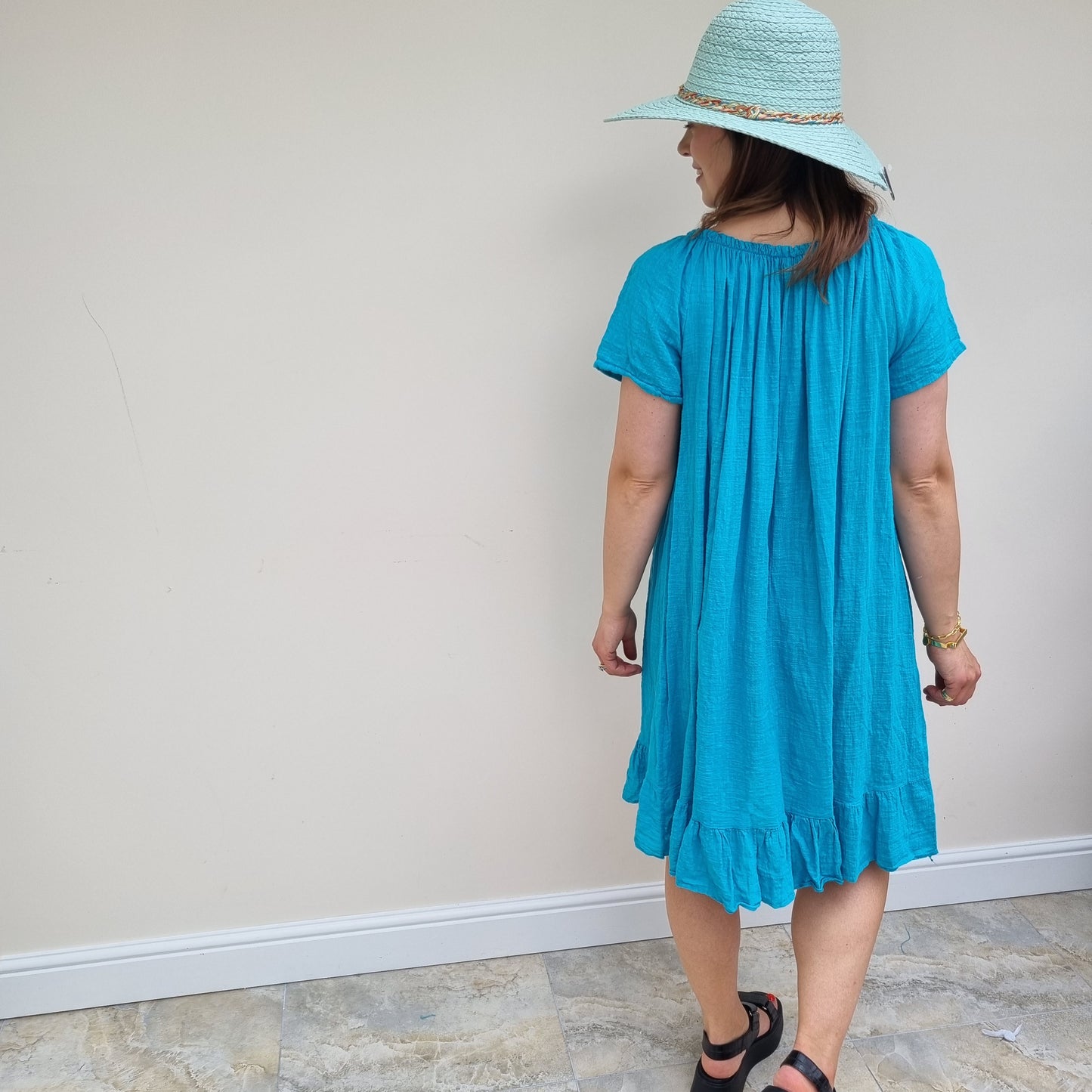 Midi Cotton Dress with Sleeve