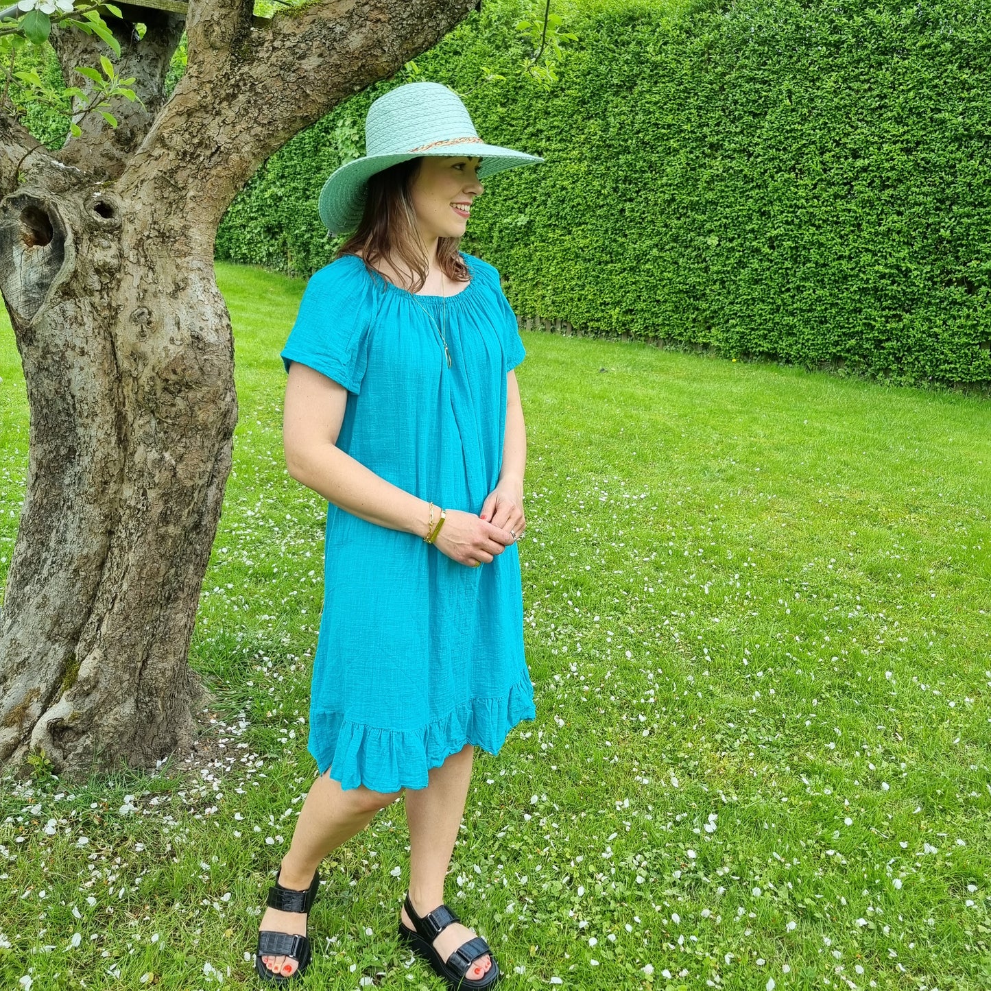 Midi Cotton Dress with Sleeve