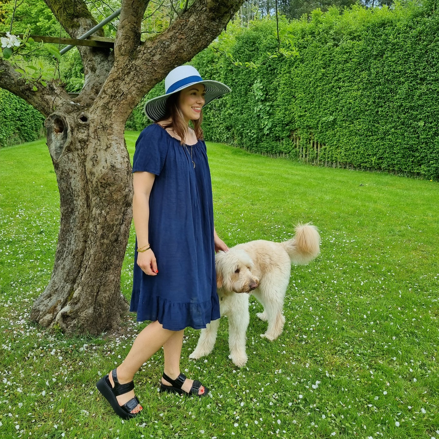 Midi Cotton Dress with Sleeve