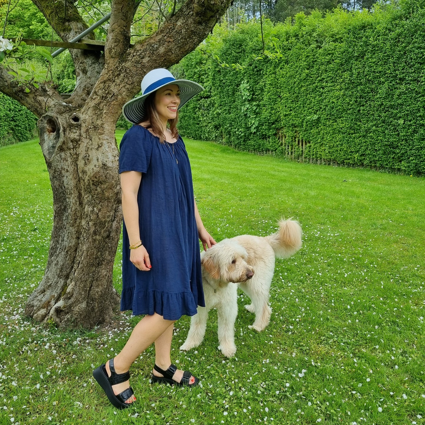 Midi Cotton Dress with Sleeve
