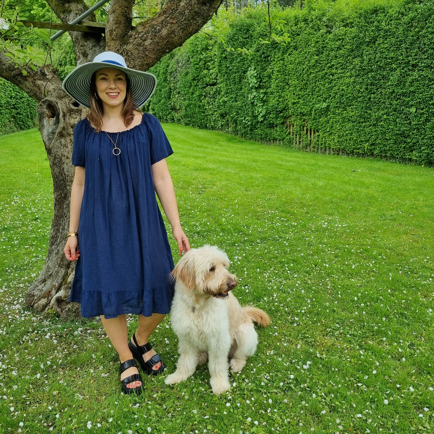 Midi Cotton Dress with Sleeve
