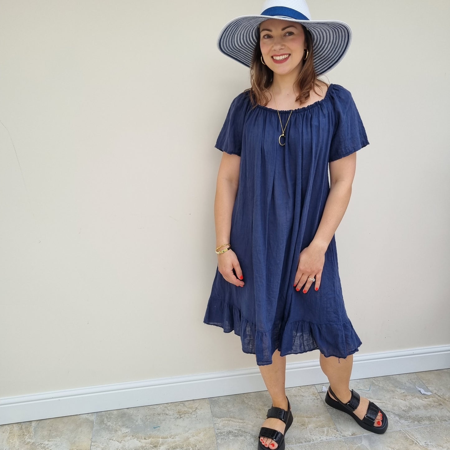 Midi Cotton Dress with Sleeve