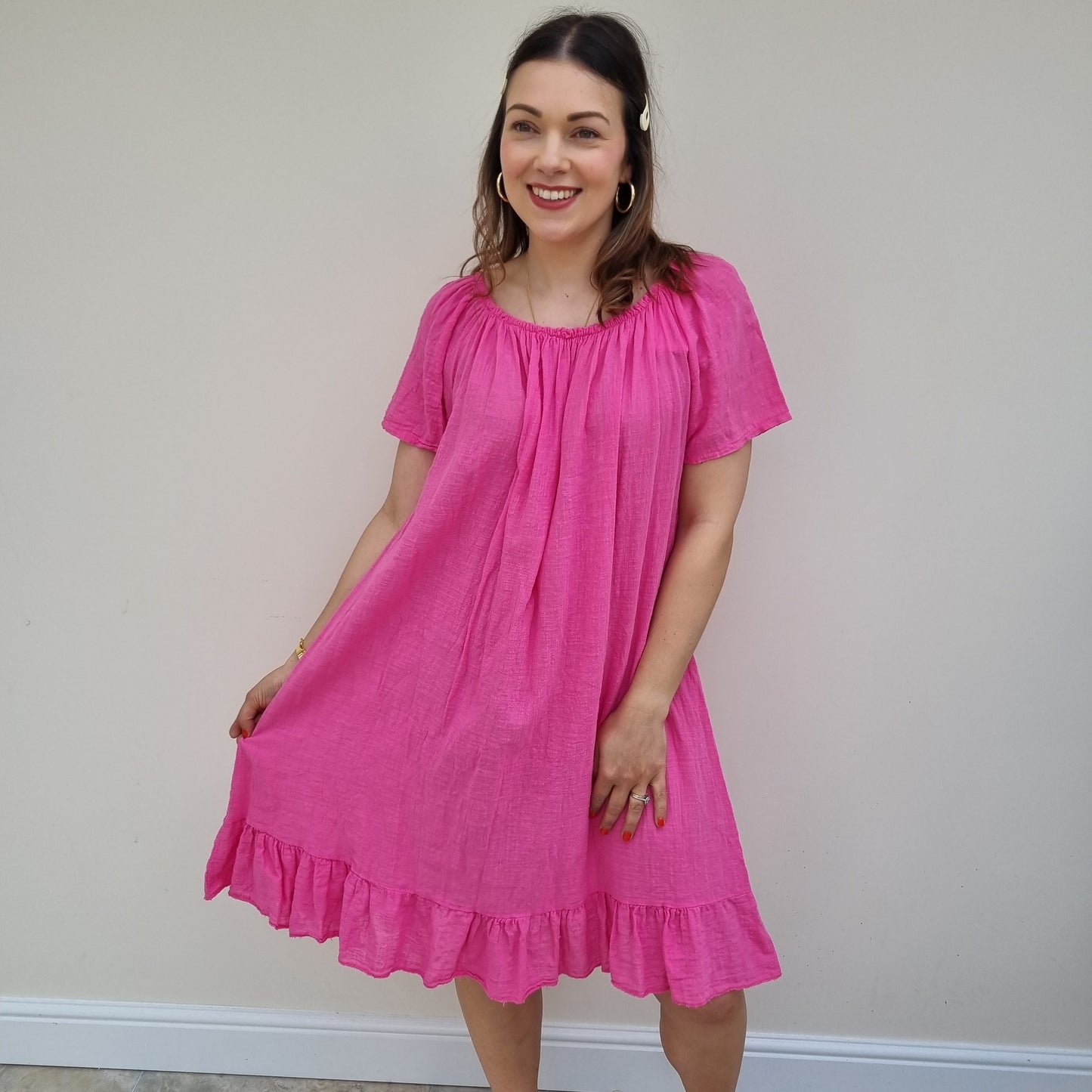 Midi Cotton Dress with Sleeve