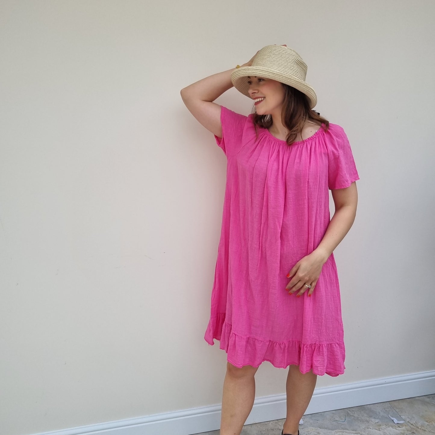 Midi Cotton Dress with Sleeve