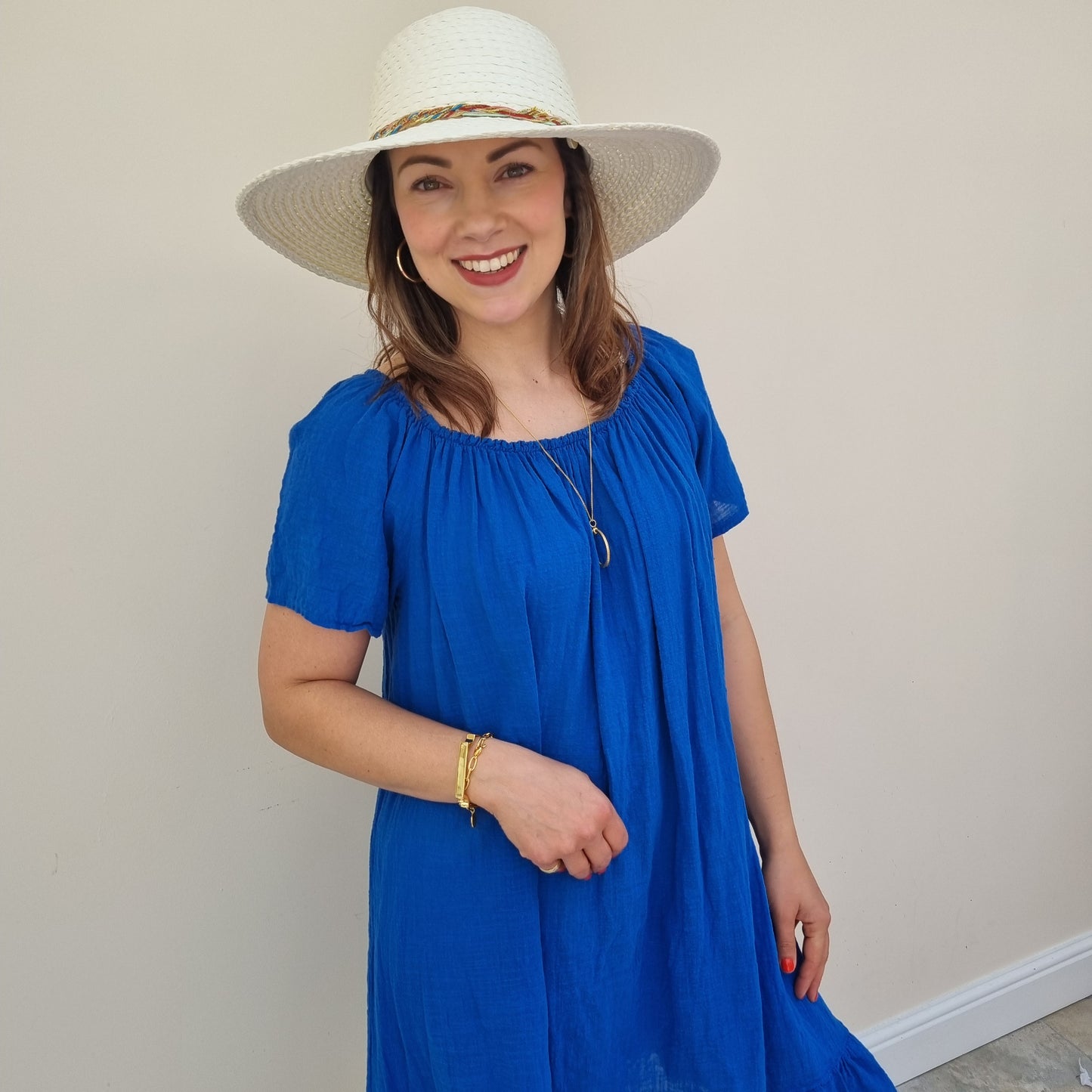 Midi Cotton Dress with Sleeve